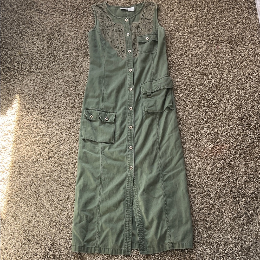 Together Chic Green Button-Down Maxi Dress Green Sleeveless Size 4